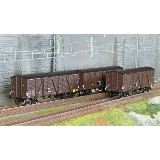 WB-910-Ree Modeles WB910 Set de 3 wagons TP Couvert pour Primeurs, 4 portes, SNCF, ep.IIIa