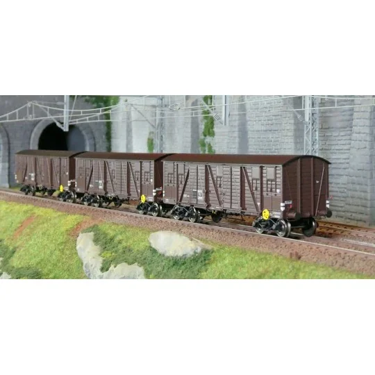 WB-910-Ree Modeles WB910 Set de 3 wagons TP Couvert pour Primeurs, 4 portes, SNCF, ep.IIIa