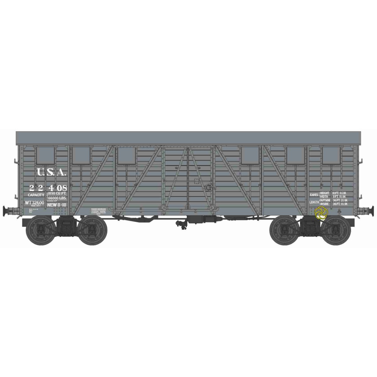 Ree Modeles WB914 Wagon TP Couvert, 2 portes, Gris, USA, ep.II Ree Modeles WB-914 - 4