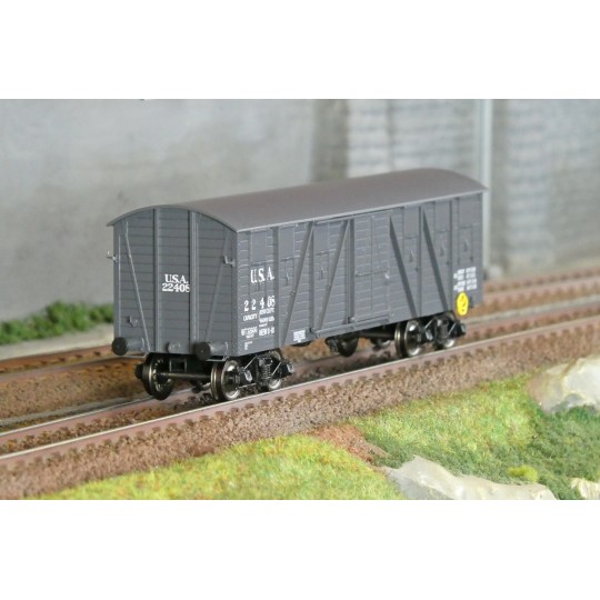 WB-914-Ree Modeles WB914 Wagon TP Couvert, 2 portes, Gris, USA, ep.II