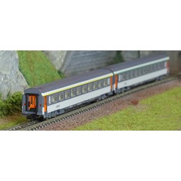 Piko 94505 Set de 2 voitures Corail, 1ère et 2ème classe A10u / B11u, logo nouille, SNCF, N - 1/160 Piko Piko_94505 - 1