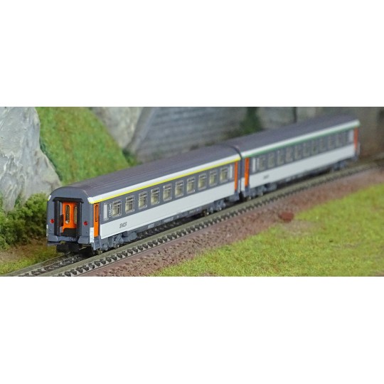 Piko_94505-Piko 94505 Set de 2 voitures Corail, 1ère et 2ème classe A10u / B11u, logo nouille, SNCF, N - 1/160