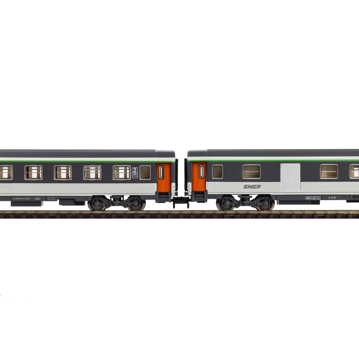 Piko 94506 Set of 2 Corail coaches, 2nd class B11u/B6Du, "noodle" l...