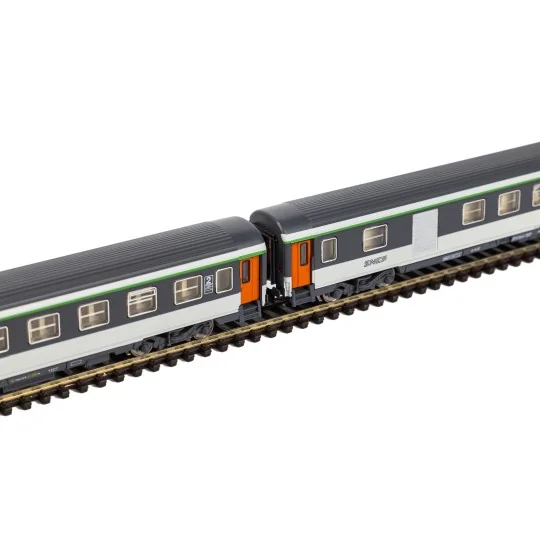 PIKO_94506-Piko 94506 Set de 2 voitures Corail, 2ème classe B11u/B6Du, logo nouille, SNCF, N - 1/160