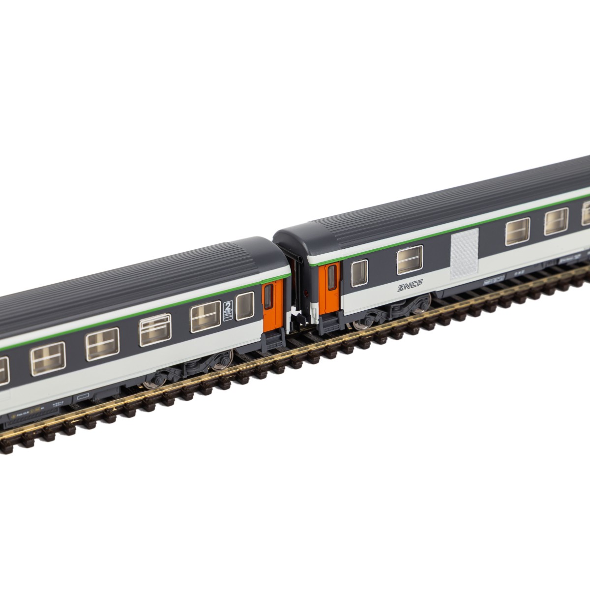 Piko 94506 Set of 2 Corail coaches, 2nd class B11u/B6Du, "noodle" l...