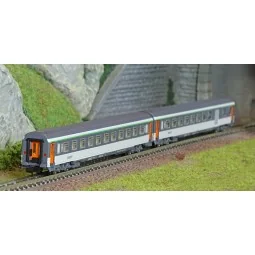 Piko 94506 Set de 2 voitures Corail, 2ème classe B11u/B6Du, logo nouille, SNCF, N - 1/160 Piko Piko_94506 - 1