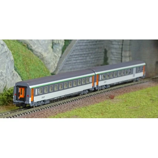 PIKO_94506-Piko 94506 Set of 2 Corail coaches, 2nd class B11u/B6Du, "noodle" logo, SNCF, N - 1/160