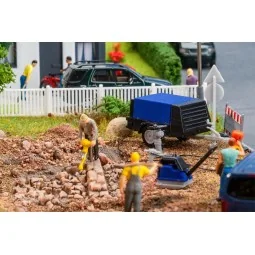 Faller 180693 Model Kit, Construction Worker with Compressor - Fall...