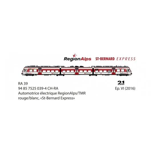 Lsm_17200DCS-LS Models 17200DCS RA 39 3-car electric railcar, SBB, Alps/TMR Region, red/white, St-Bernard Express, sound-activated