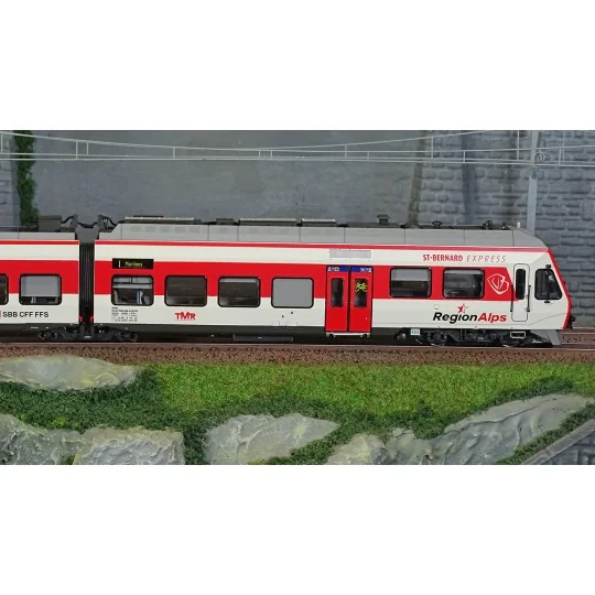 Lsm_17200DCS-LS Models 17200DCS RA 39 3-car electric railcar, SBB, Alps/TMR Region, red/white, St-Bernard Express, sound-activated
