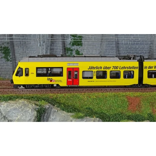 Lsm_17201DC-LS Models 17201DC RABE 525 Nina 3-car electric railcar, BLS, yellow, Login