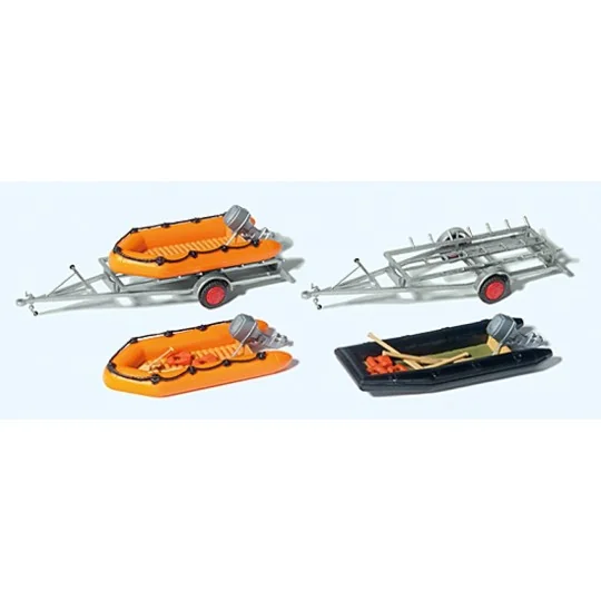 Preiser_17312-Preiser 17312 Inflatable Boats and Trailers