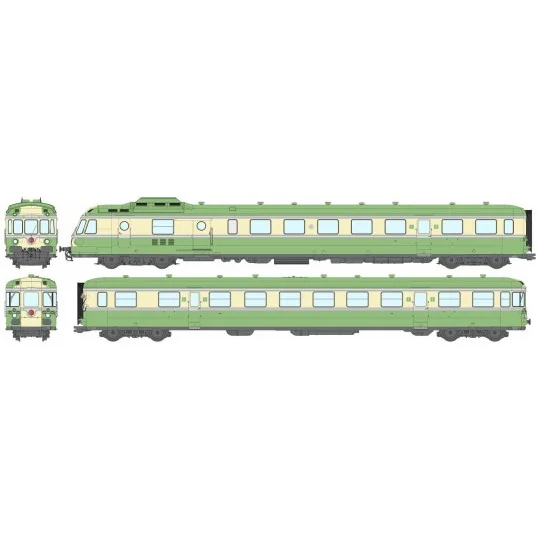 MB-260.S-Ree Modeles MB260.S Autorail RGP 1 X 2737, vert, sans cuisine, SNCF, BATIGNOLLES, digital sonore