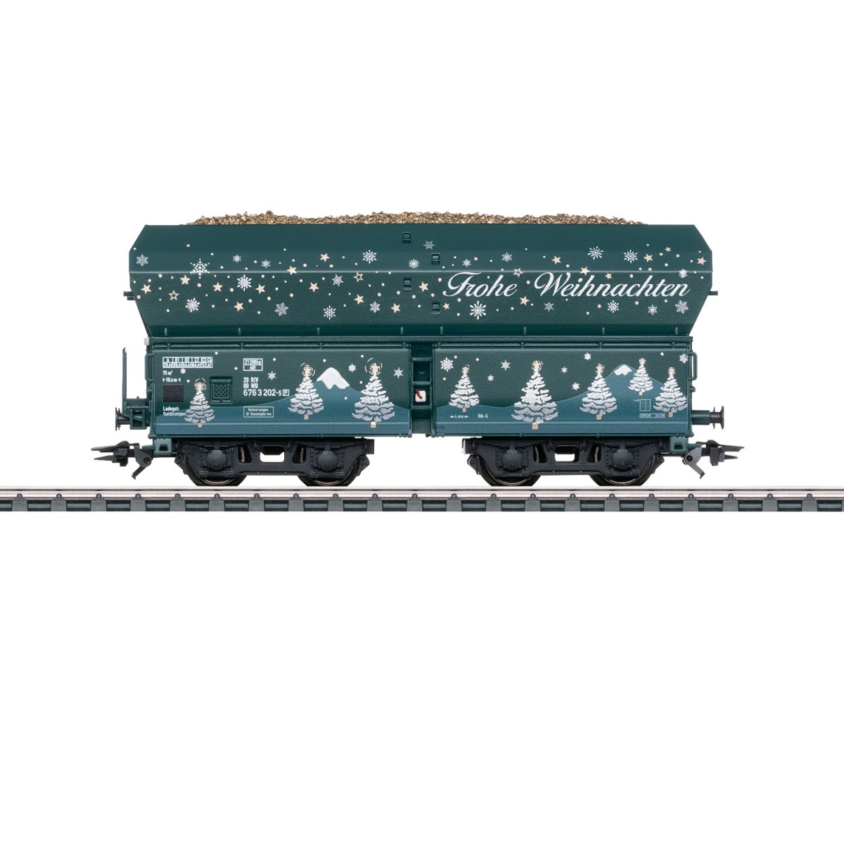 Marklin 48425 Christmas hopper wagon 2025, loaded with "gold nugget...