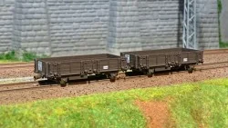 Ree models WB 487 Set of 2 railcar wagons, dump wagon, ep. III
