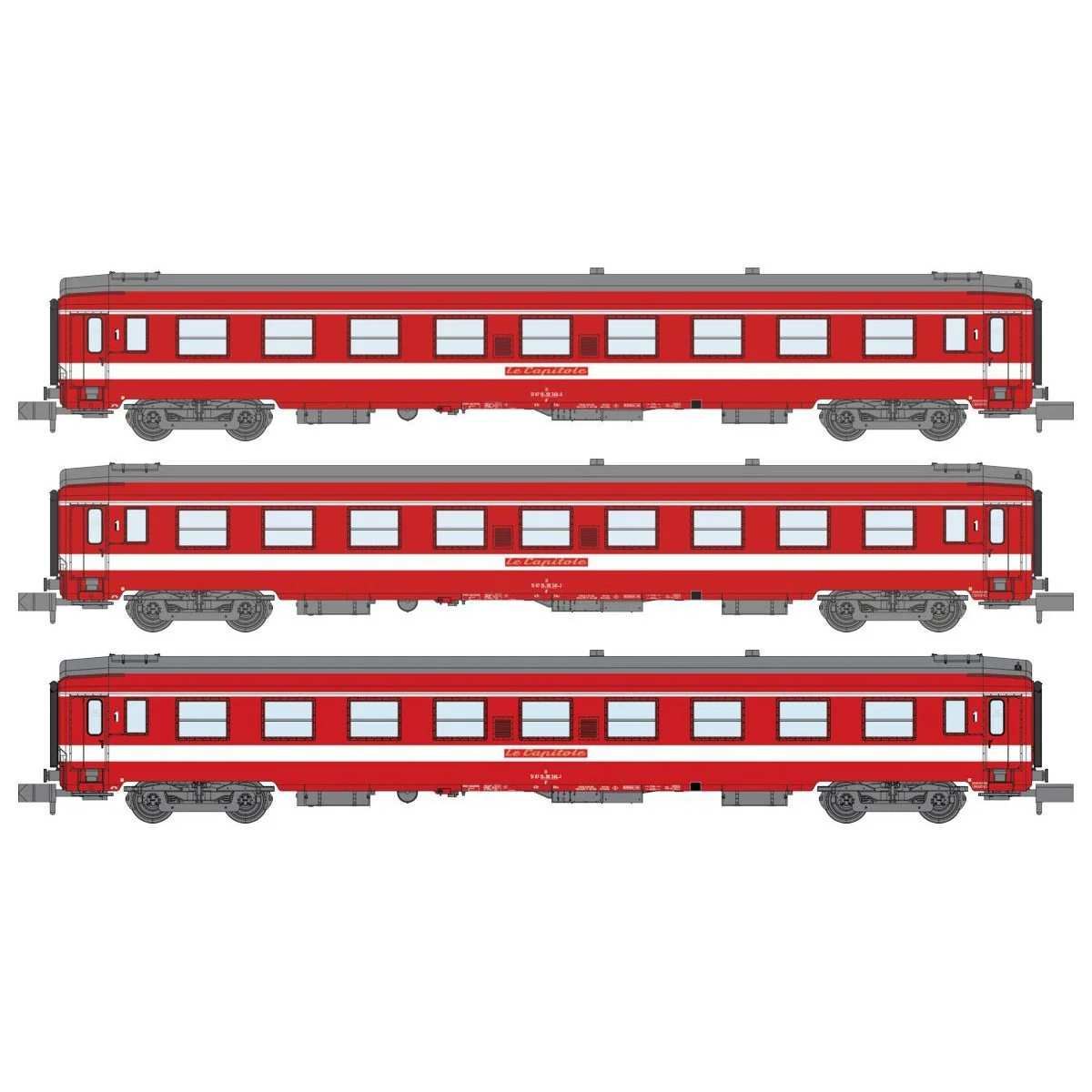 REE Modeles NW155 Set of 3 UIC A9 coaches, LE CAPITOLE, with plate,...