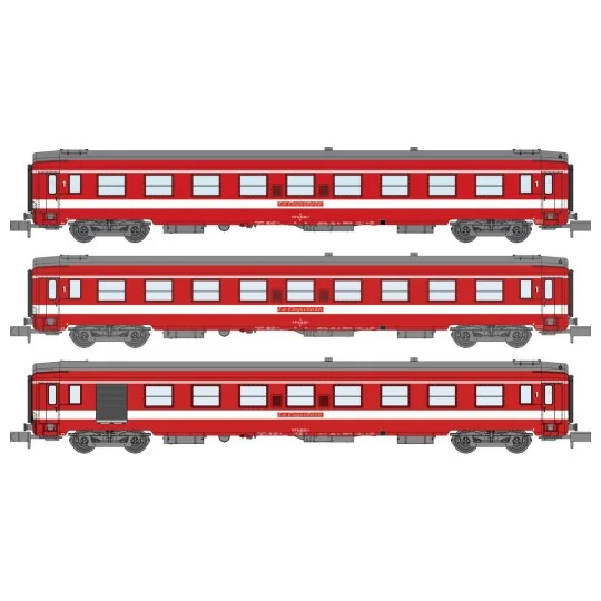 REE Modeles NW156 Set de 3 voitures UIC 2x A9 / 1x A7D, LE CAPITOLE, avec plaque, N - 1/160 Ree Modeles NW-156 - 5 NW-156-REE Modeles NW156 Set de 3 voitures UIC 2x A9 / 1x A7D, LE CAPITOLE, avec plaque, N - 1/160