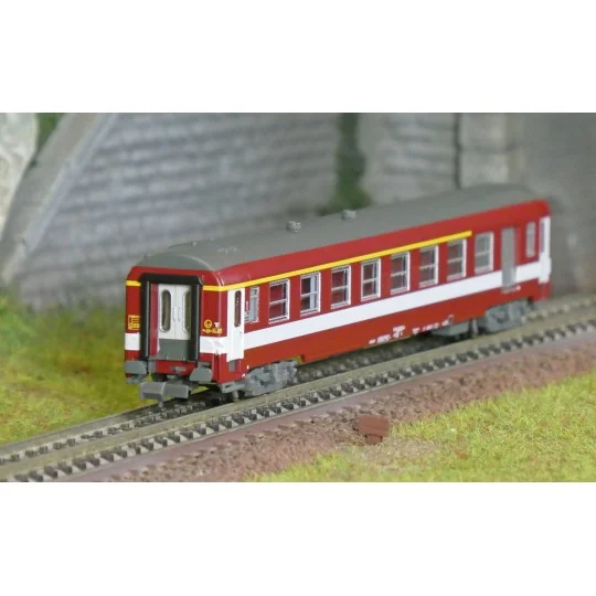 NW-342-REE Modeles NW342 Voiture voyageurs UIC, A7D ex-Capitole, bande jaune et cartouche Corail, ep.IV, N - 1/160