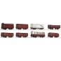 Roco_44002-copy of Roco 75945 Coffret de 12 Wagons de marchandises découverts, SNCF, DB, CFL