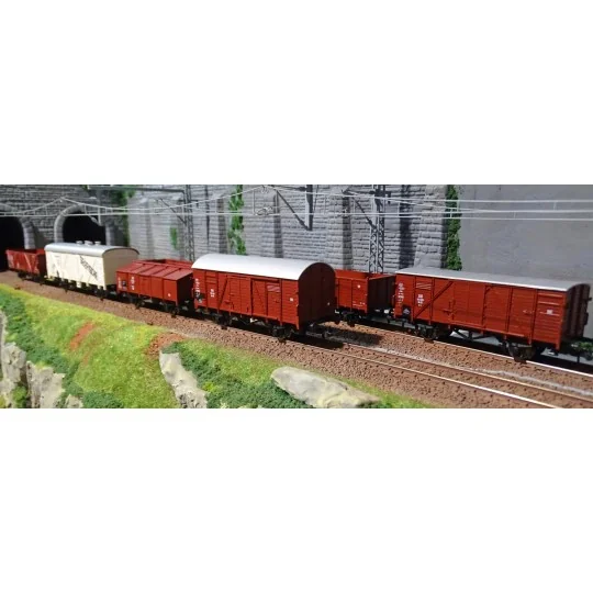 Roco_44002-copy of Roco 75945 Coffret de 12 Wagons de marchandises découverts, SNCF, DB, CFL