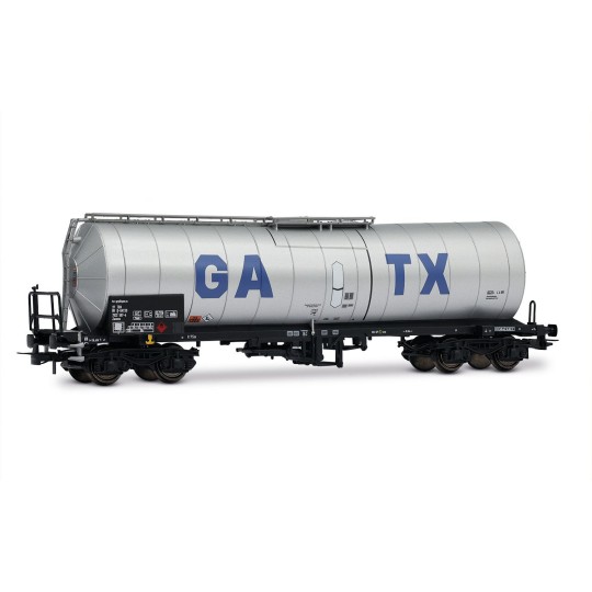 HR6667-Rivarossi HR6667 Set of 2 bogie tank wagons, light grey, large GATX logo