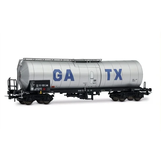 HR6667-Rivarossi HR6667 Set of 2 bogie tank wagons, light grey, large GATX logo