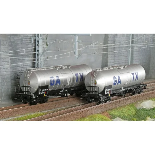 HR6667-Rivarossi HR6667 Set de 2 wagons citernes à bogies, gris clair, grand logo GATX
