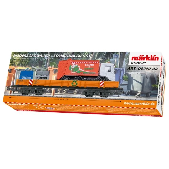 Marklin_00740-03-Marklin 00740-03 Low-sided bogie wagon Type Rlmms, with municipal service load
