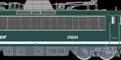 R37 HO41129 Electric locomotive BB 25634, SNCF, "noodle" logo, snow...