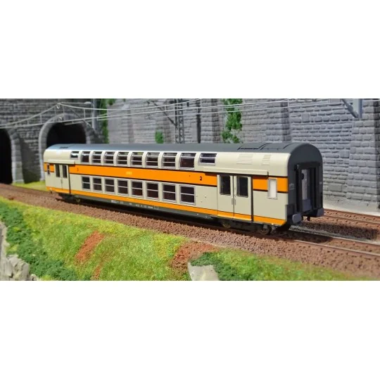 ViTrains 3160L SNCF VB2N passenger coach, second class, framed logo. ViTrains_3160L-Copy of ViTrains 3160 SNCF VB2N passenger wagon, 2nd class, yellow framed logo - ViTrains_3160L