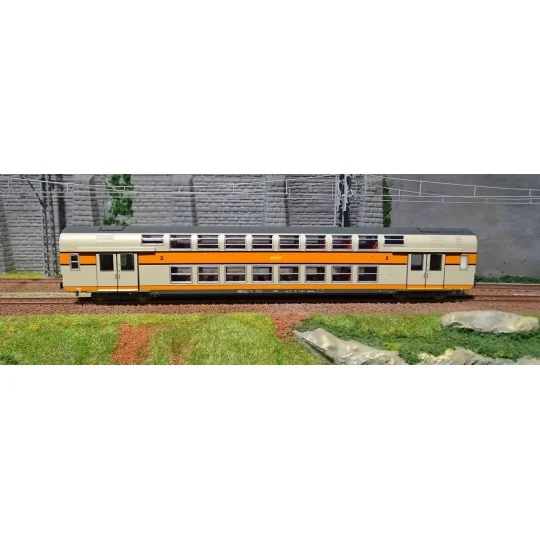 ViTrains 3160L SNCF VB2N passenger coach, second class, framed logo. ViTrains_3160L-Copy of ViTrains 3160 SNCF VB2N passenger wagon, 2nd class, yellow framed logo - ViTrains_3160L