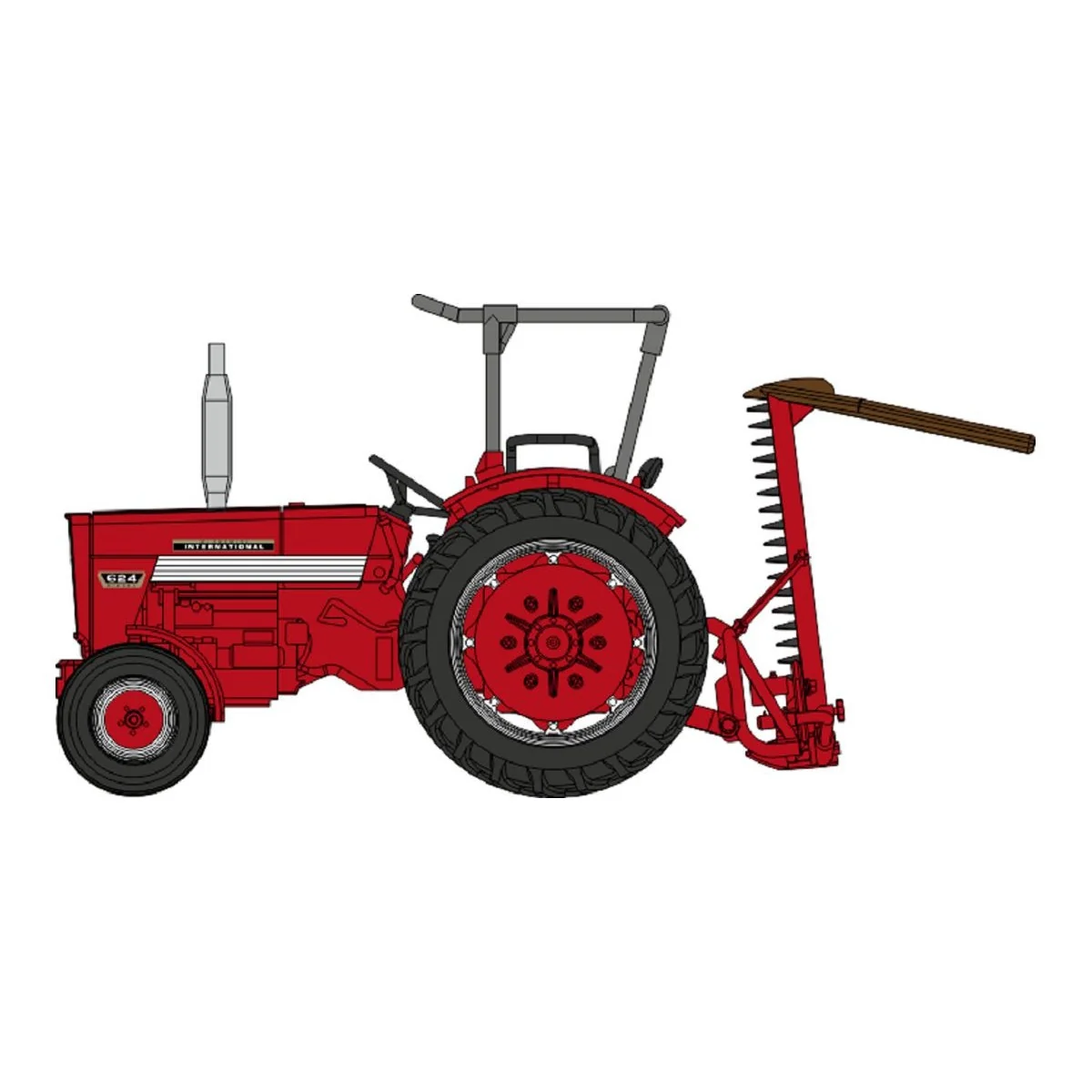 REE Modeles CB182 INTERNATIONAL HI 624 Tractor with roll bar + Cutt...