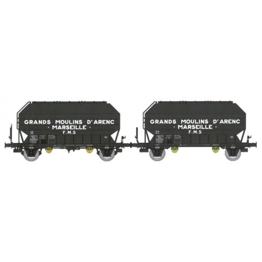 WB-900-Ree Modeles WB900 Set of 2 FRANGECO grain wagons, SNCF, Grands Moulins D'Arenc, ep. III