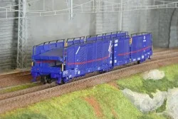 Electrotren HE6085 Wagon porte-autos articulé 3 essieux Laeks, TRANSFESA/Hispanauto, Mega Car Carrier Rivarossi HE6085 - 1