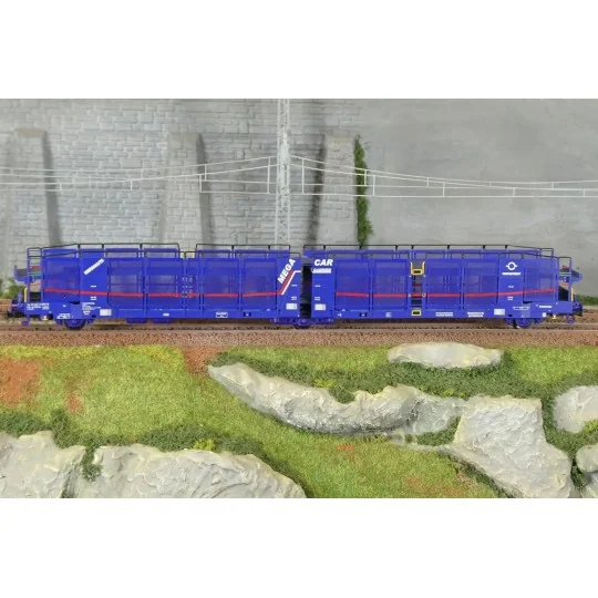 HE6085-Electrotren HE6085 Articulated 3-Axle Car Carrier Wagon for Laeks, TRANSFESA/Hispanauto, and Mega Car Carrier