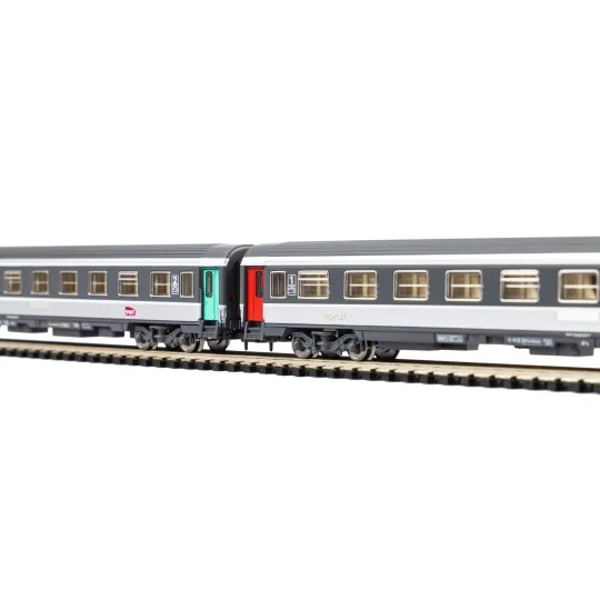 Piko_94507-Piko 94507 Set de 2 voitures Corail, 1ère et 2ème classe A10u/B11u, logo carmillon, SNCF, N - 1/160