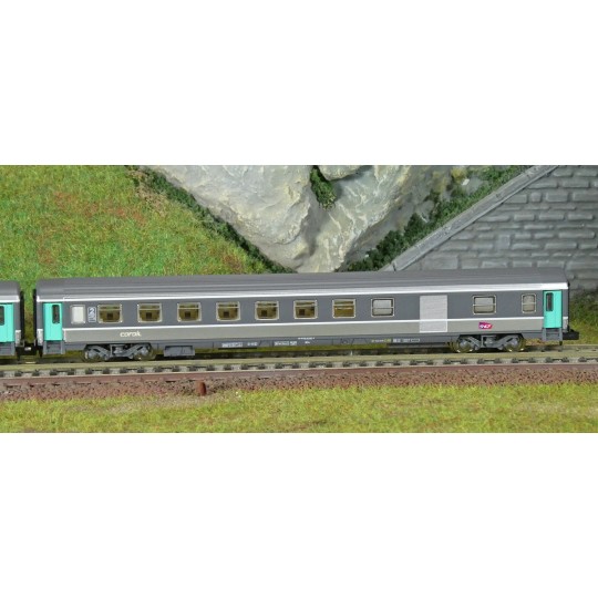 Piko_94508-Piko 94508 Set of 2 Corail coaches, 2nd class and baggage car B11u/B6Du, Carmillon logo, SNCF, N - 1/160