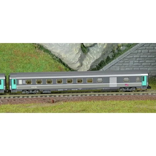 Piko_94508-Piko 94508 Set de 2 voitures Corail, 2ème classe et fourgon B11u/B6Du, logo carmillon, SNCF, N - 1/160