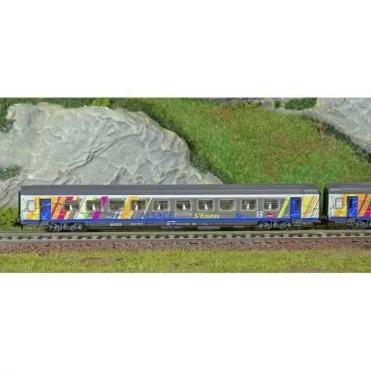 Piko_94509-Piko 94509 Set de 2 voitures Corail Alsace, 1ère et 2ème classe A10tu/B11tu, logo carmillon, SNCF, N - 1/160