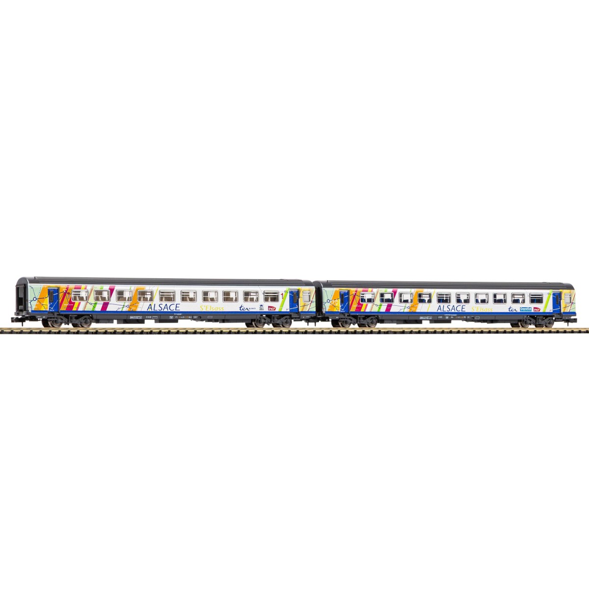 Piko 94509 Set de 2 voitures Corail Alsace, 1ère et 2ème classe A10tu/B11tu, logo carmillon, SNCF, N - 1/160 Piko Piko_94509 - 4