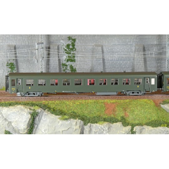 MW_40021-Models Word 40021 Set de 2 voitures USI courte, SNCF, Bmyfi U60, vert, marquage 1956