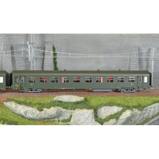 MW_40021-Models Word 40021 Set de 2 voitures USI courte, SNCF, Bmyfi U60, vert, marquage 1956