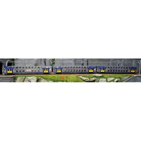 ViTrains_1105L-ViTrains 1105L Set de 3 voitures voyageurs VO2N SNCF, livré Nord Pas de Calais, Logo carmillon, avec éclairage