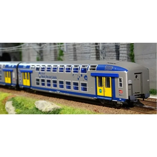 ViTrains 1105L Set of 3 SNCF VO2N passenger cars, Nord Pa... ViTrains_1105L-ViTrains 1105L Set of 3 SNCF VO2N passenger cars, Nord-Pas-de-Calais livery, Carmillon logo, with lighting