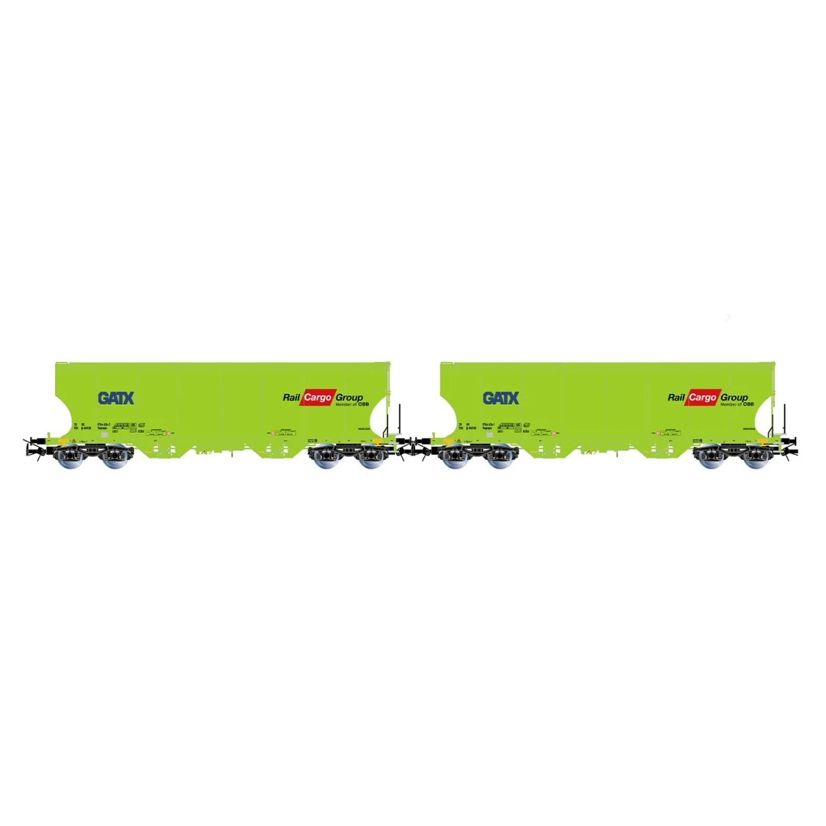 Rivarossi HR6674 Set of 2 bogie hopper wagons, green, GATX, RAIL CA...