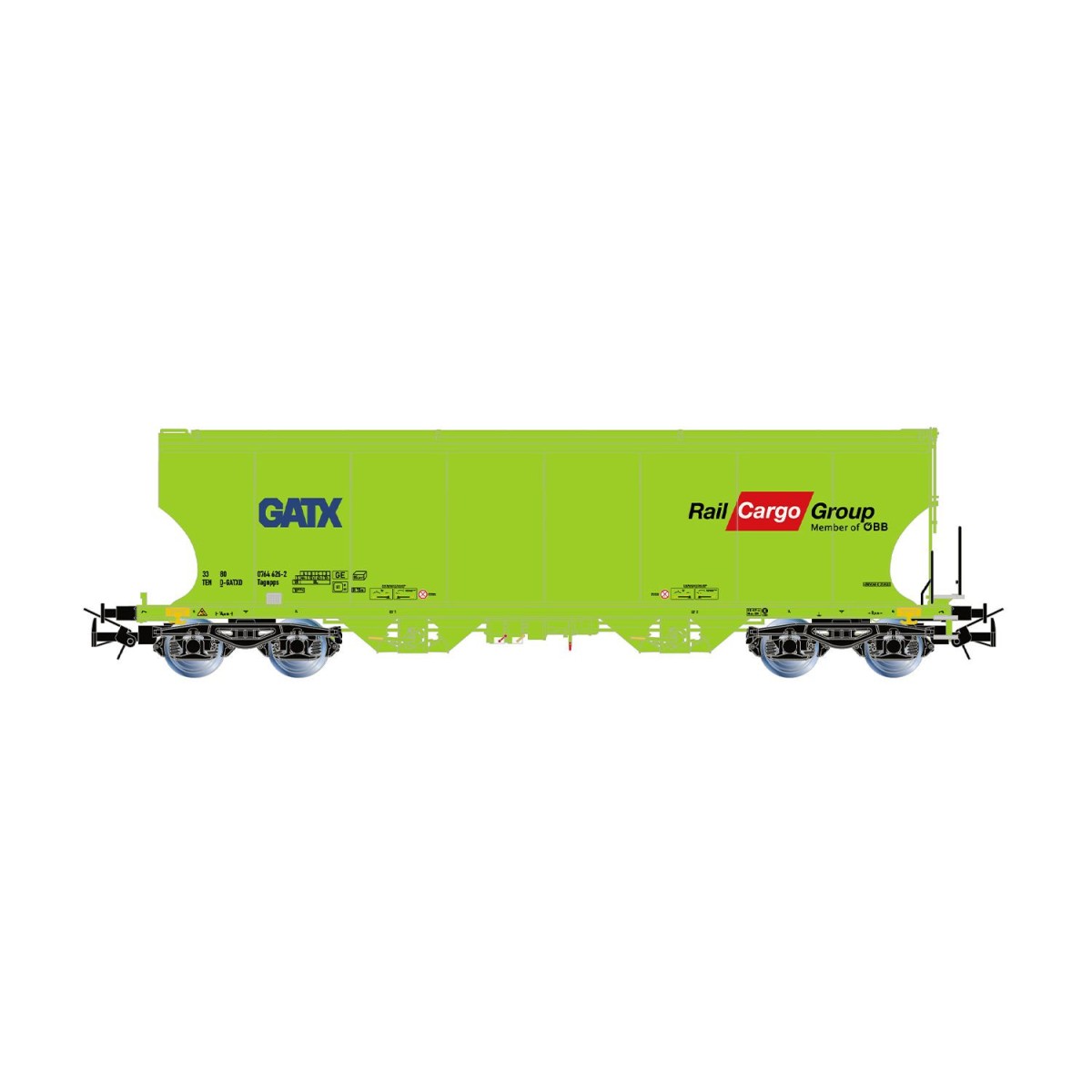 Rivarossi HR6674 Set of 2 bogie hopper wagons, green, GATX, RAIL CA...