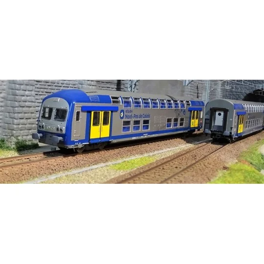 ViTrains_1105L-ViTrains 1105L Set de 3 voitures voyageurs VO2N SNCF, livré Nord Pas de Calais, Logo carmillon, avec éclairage