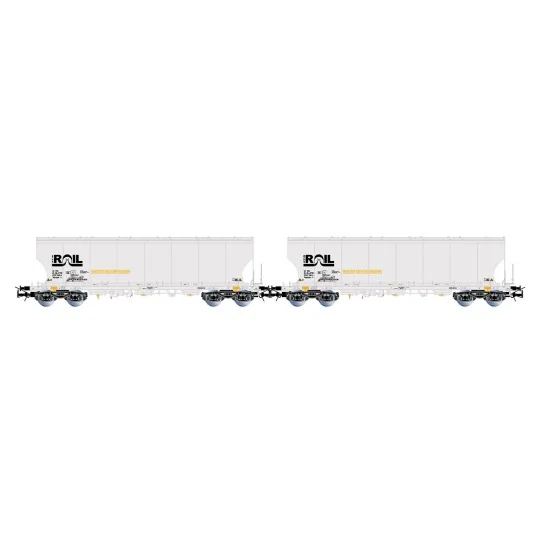HR6675-Rivarossi HR6675 Set of 2 bogie hopper wagons, grey, ATIR-RAIL