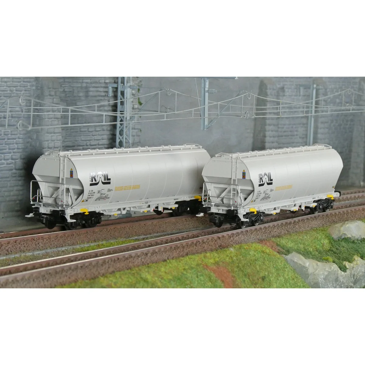 Rivarossi HR6675 Set de 2 wagons trémies à bogies, gris, ATIR-RAIL Rivarossi HR6675 - 1