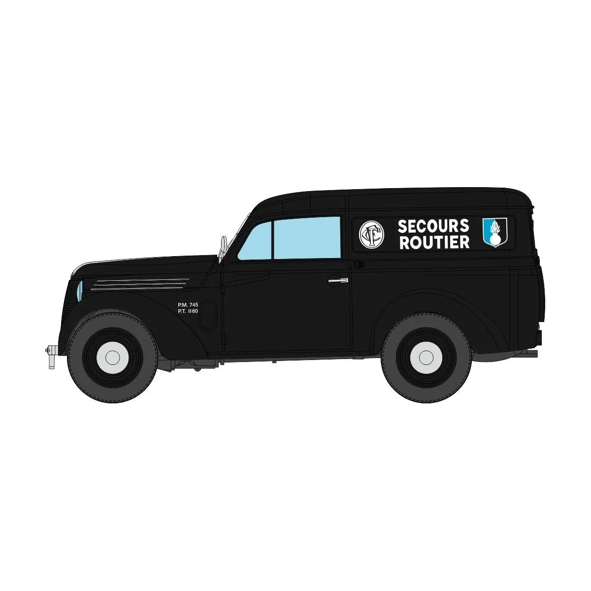 Ree Modeles CB201 Renault Juvaquatre Panel Van, Black, Roadside Ass...